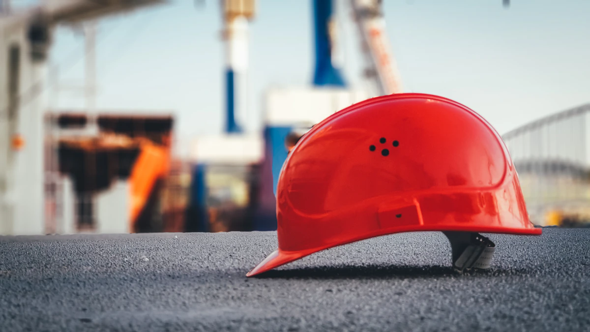 Red hard hat on the ground