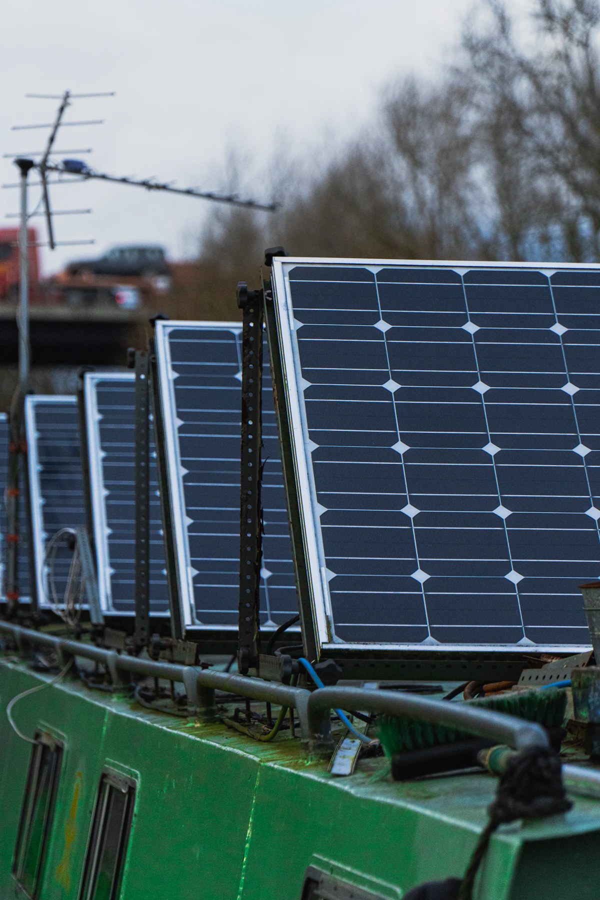 Rows of solar panels on a frame