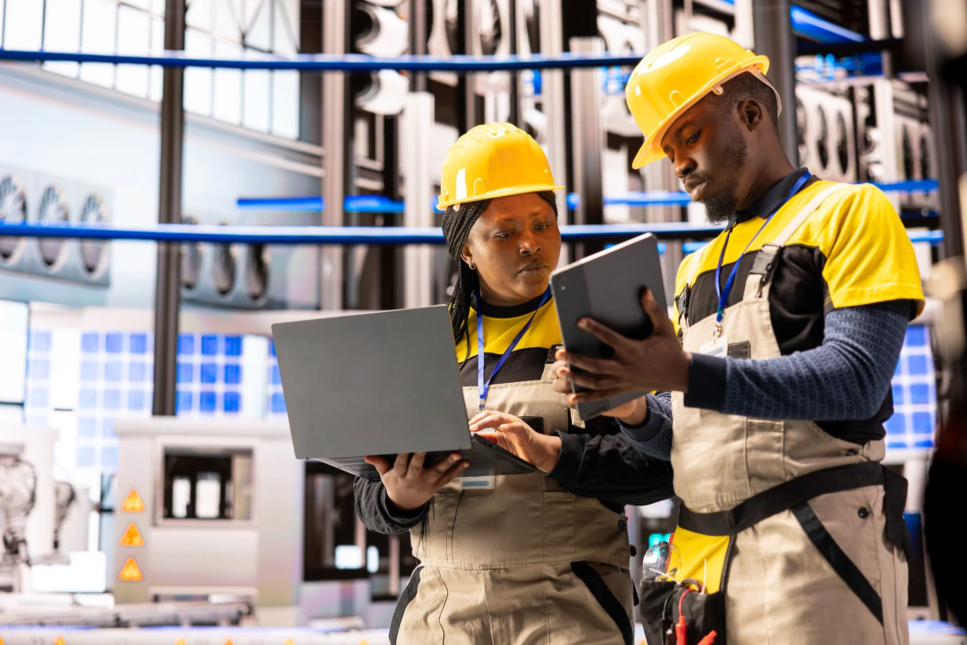 Engineers reviewing plant data