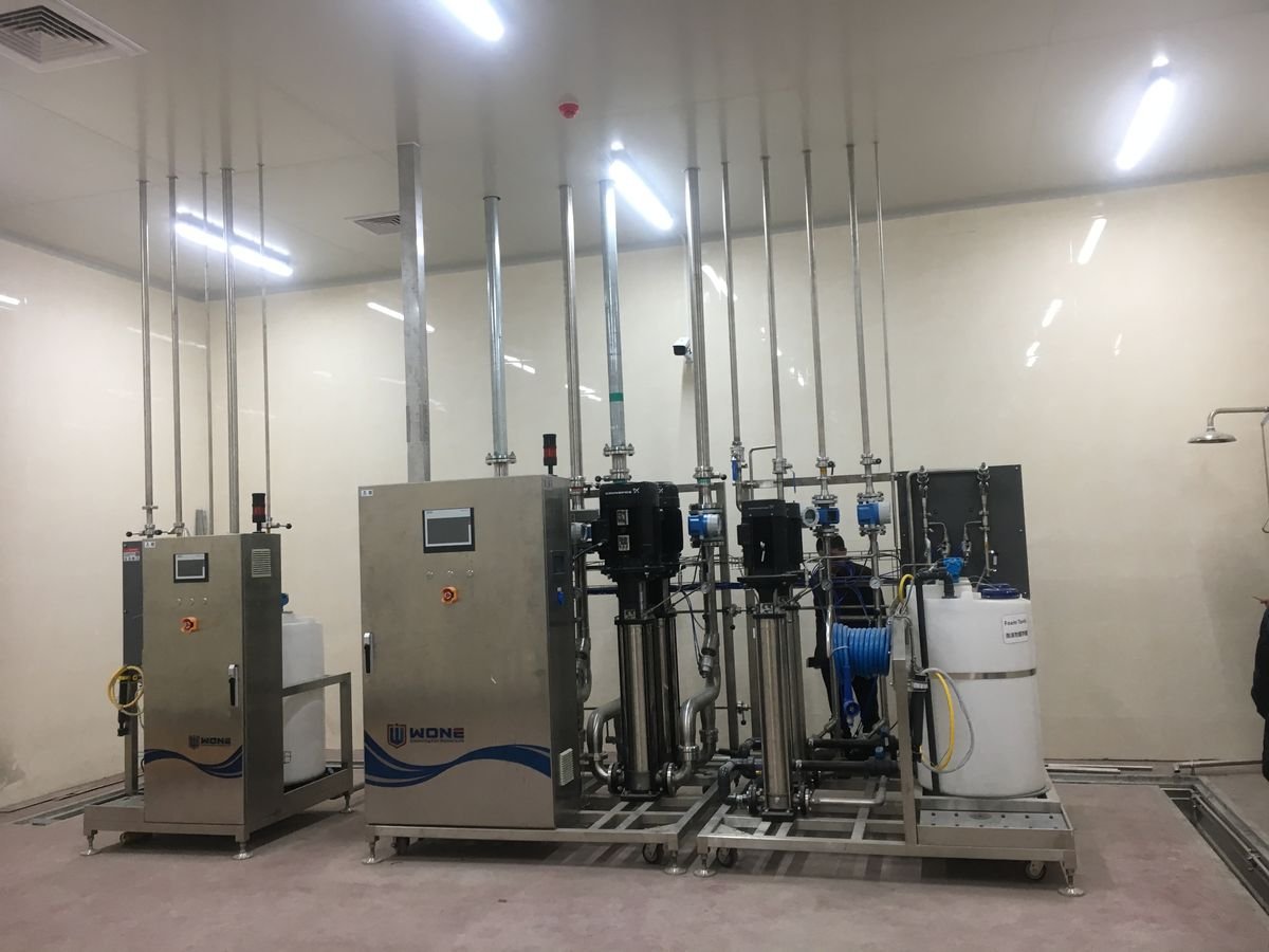 WONE central foam cleaning system installed in a factory plant room